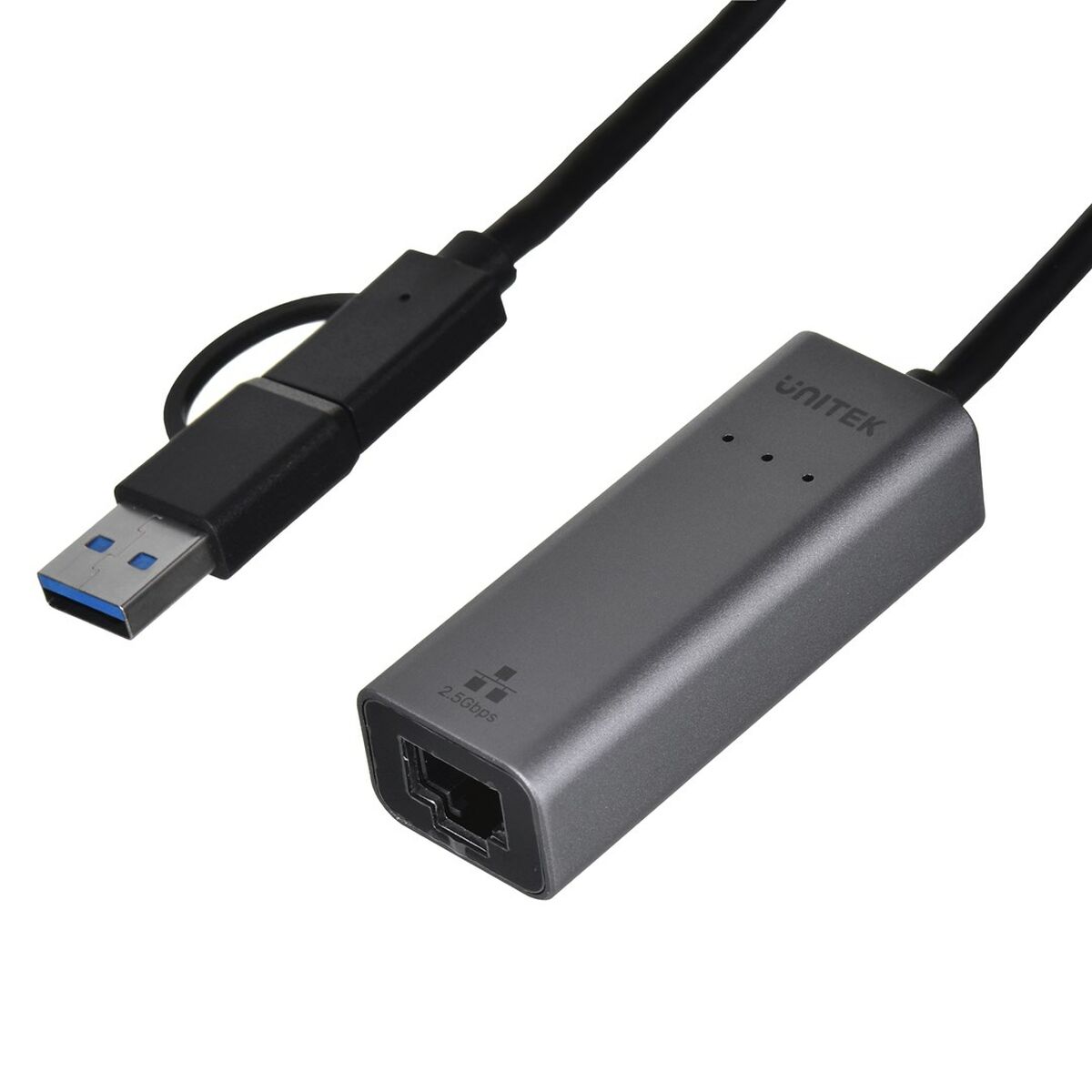 Adattatore USB-C con Ethernet Unitek U1313C Grigio 30 cm